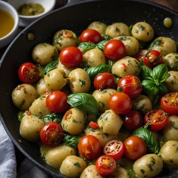 Pesto Gnocchi with Cherry Tomatoes